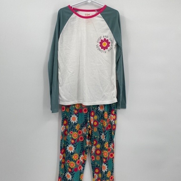 Cat & Jack M 7/8 Pajama Set Stop and Smell the Flowers Long Sleeve Pants Outfit - Picture 1 of 4